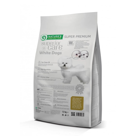 Superior Care White Dogs Small & Mini Breeds Adult – hrană uscată pentru câini adulți de talie mică și mini, cu miel, 1,5 kg